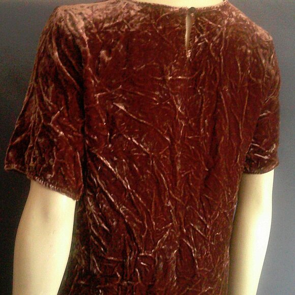 Eileen Fisher Brown Crushed Velvet Tee Top S P - Picture 7 of 10